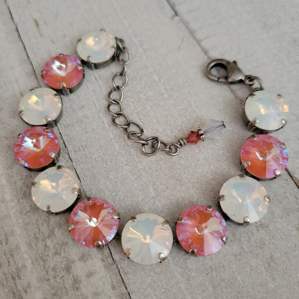 Austrian Crystal Bracelet in Antique Silver